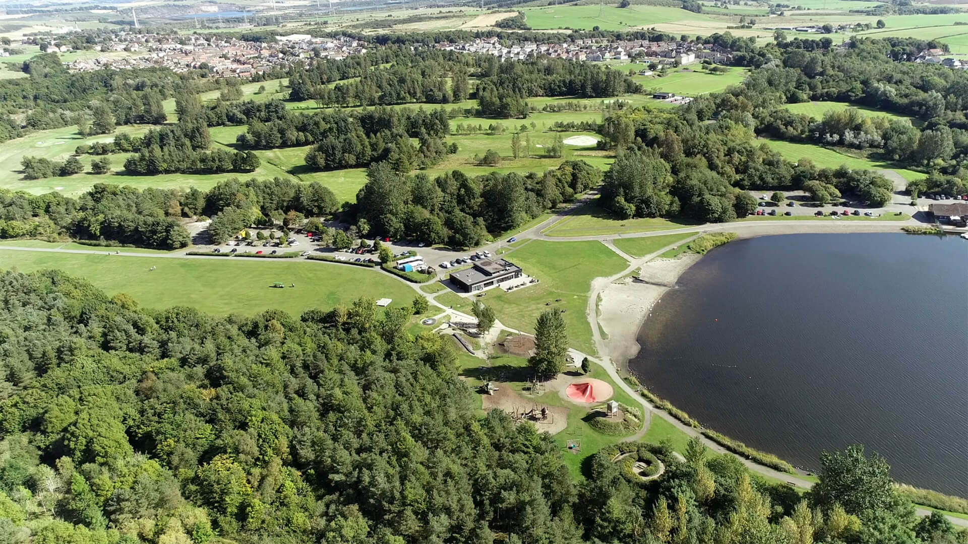 aerial view of Lochore Meadows country park